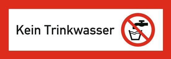 Brandschutzschild mit Aufdruck Kein Trinkwasser + Symbol