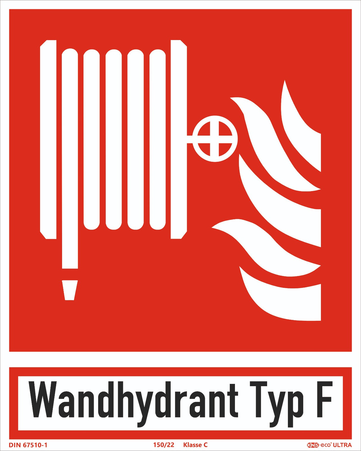 Brandschutzzeichen Löschschlauch – ISO 7010 – Typ F
