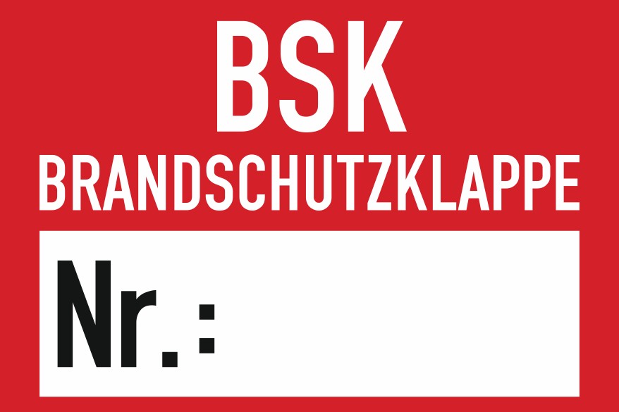 Schild (Digitaldruck, UV-echt) mit Aufdruck / Symbol Brandschutzklappe Nr.________