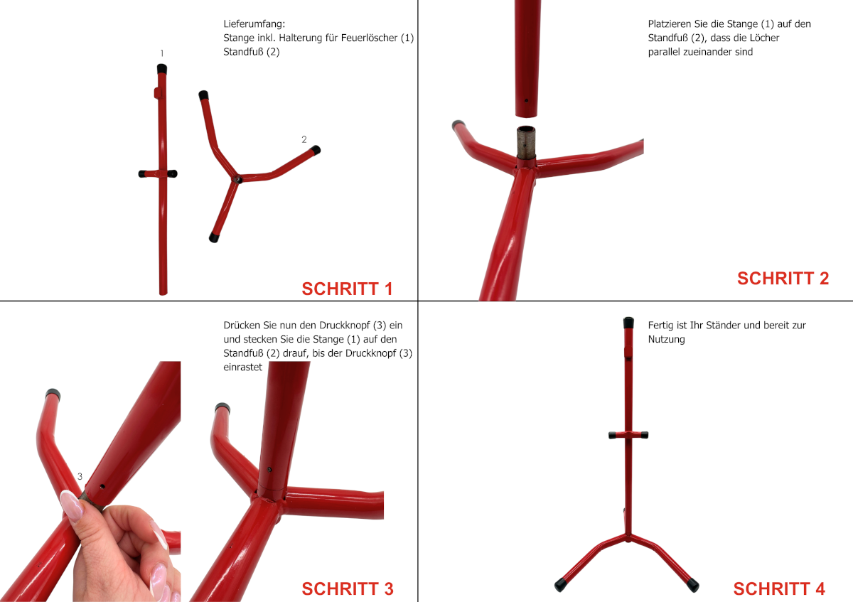 Designständer für einen Feuerlöscher rot
