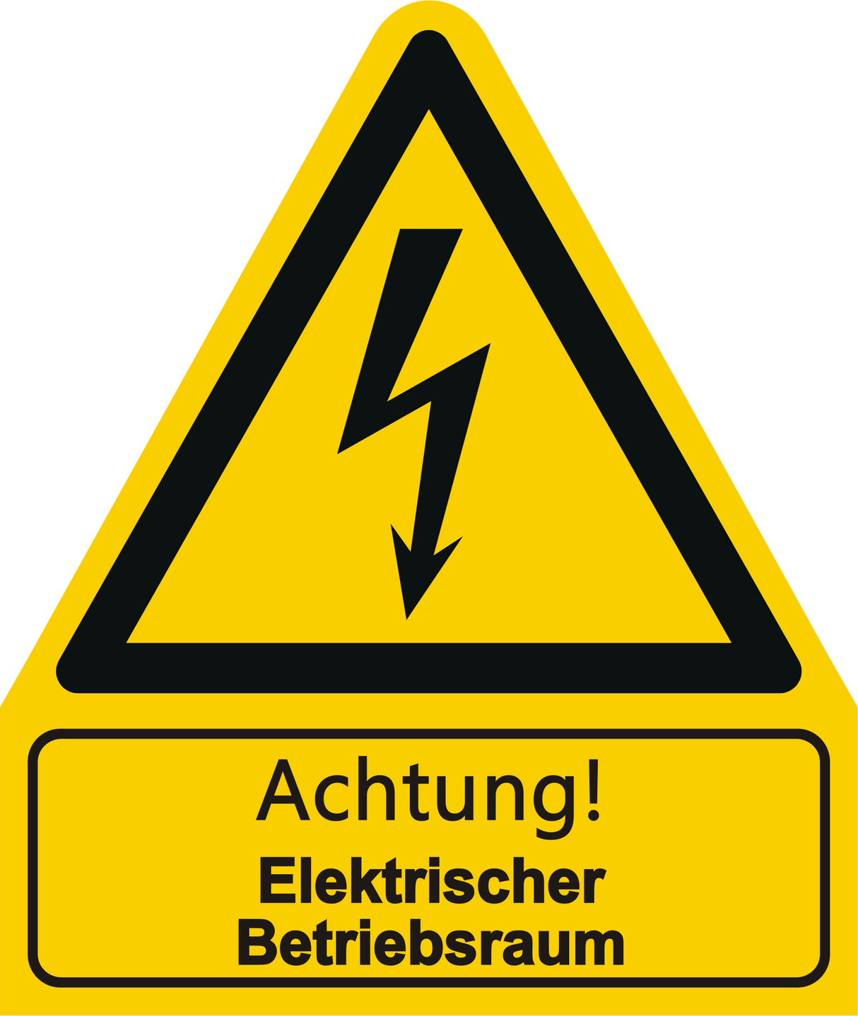 Warnschild W 01 mit Text Achtung! Elektrischer Betriebsraum – ISO 7010
