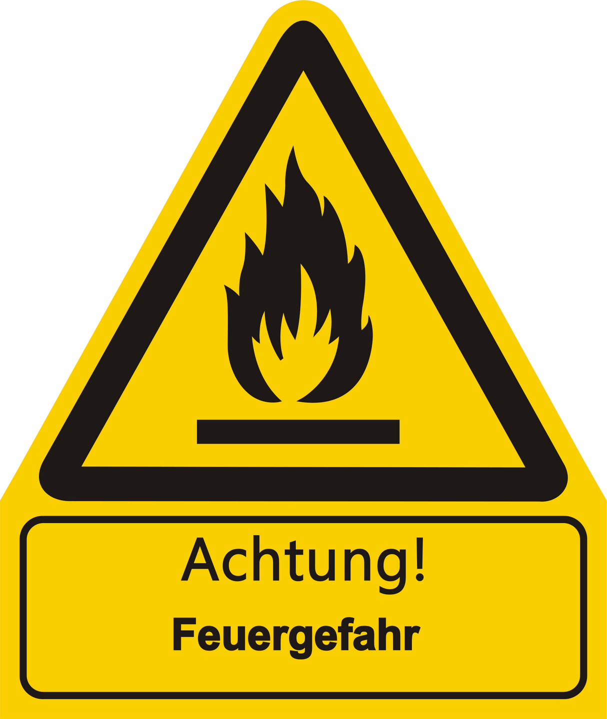 Warnschild W 021 mit Text Achtung! Feuergefahr – ISO 7010