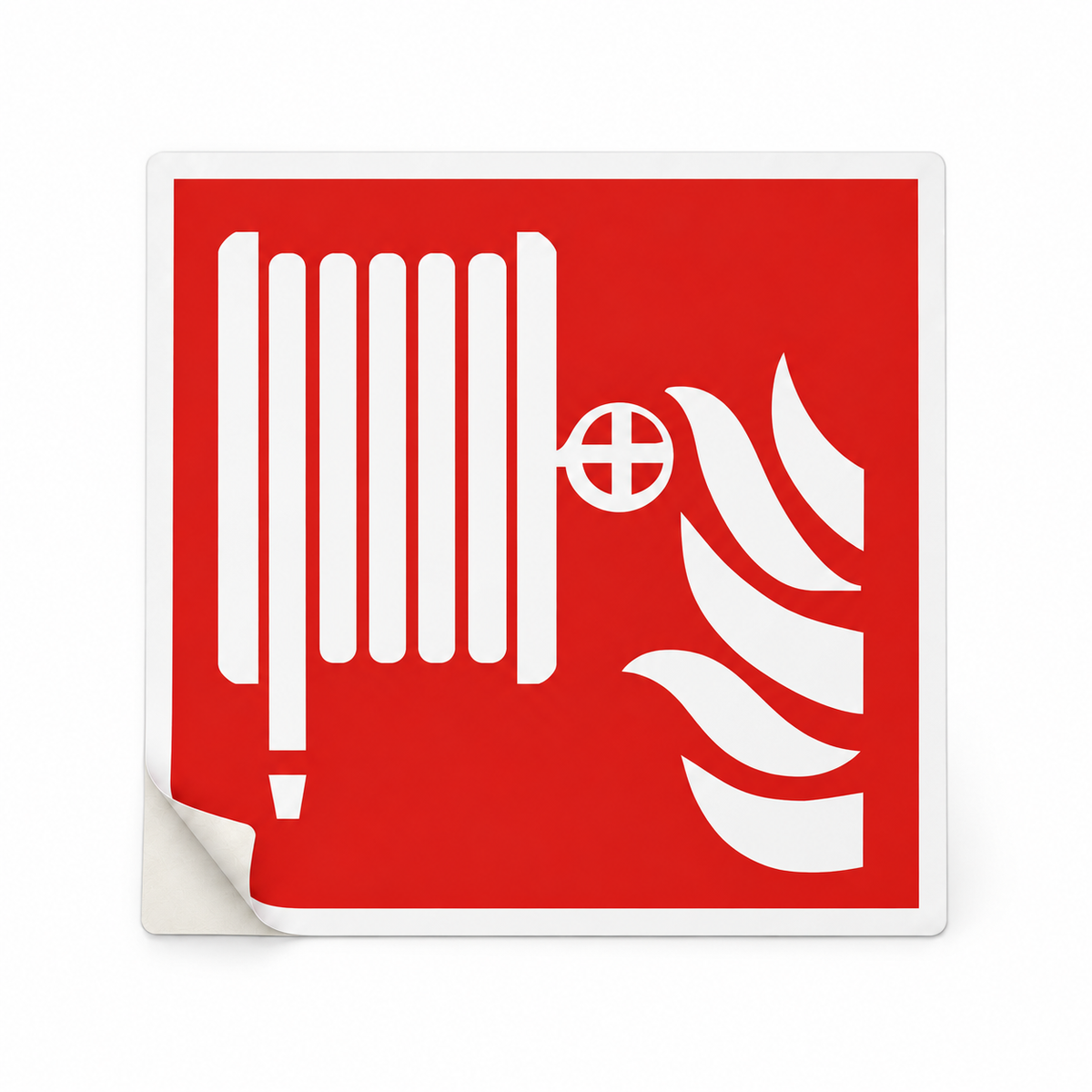 Brandschutzschild Löschschlauch – ISO 7010 – Selbstklebende Folie