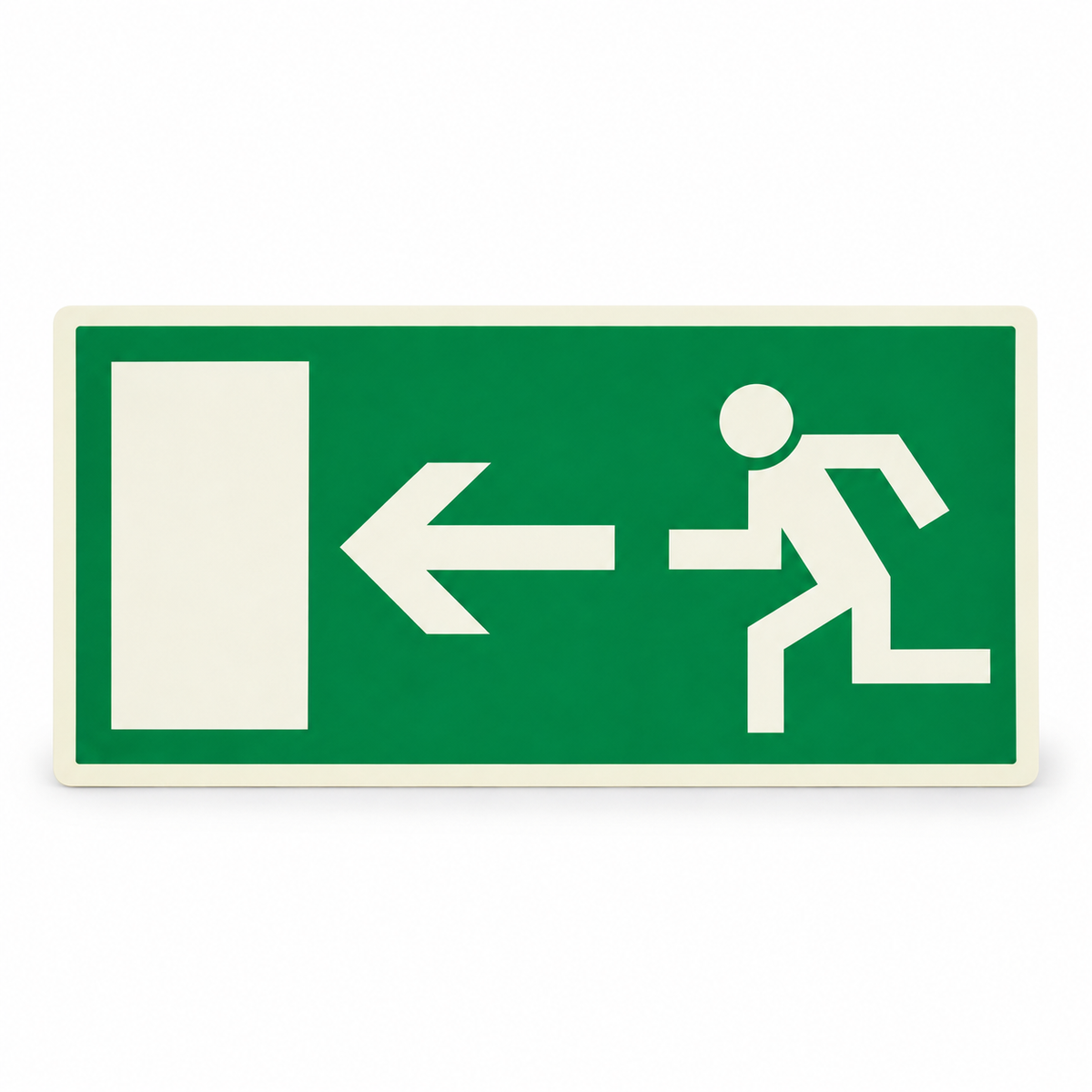 Rettungswegschild links – Symbol – Kunststoff langnachleuchtend selbstklebend