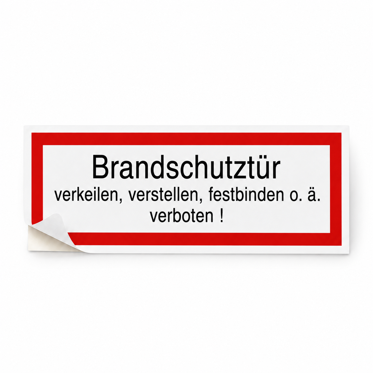 Brandschutzschild "Brandschutztür verkeilen, verstellen, festbinden o. ä. Verboten!" – Selbstklebende Folie