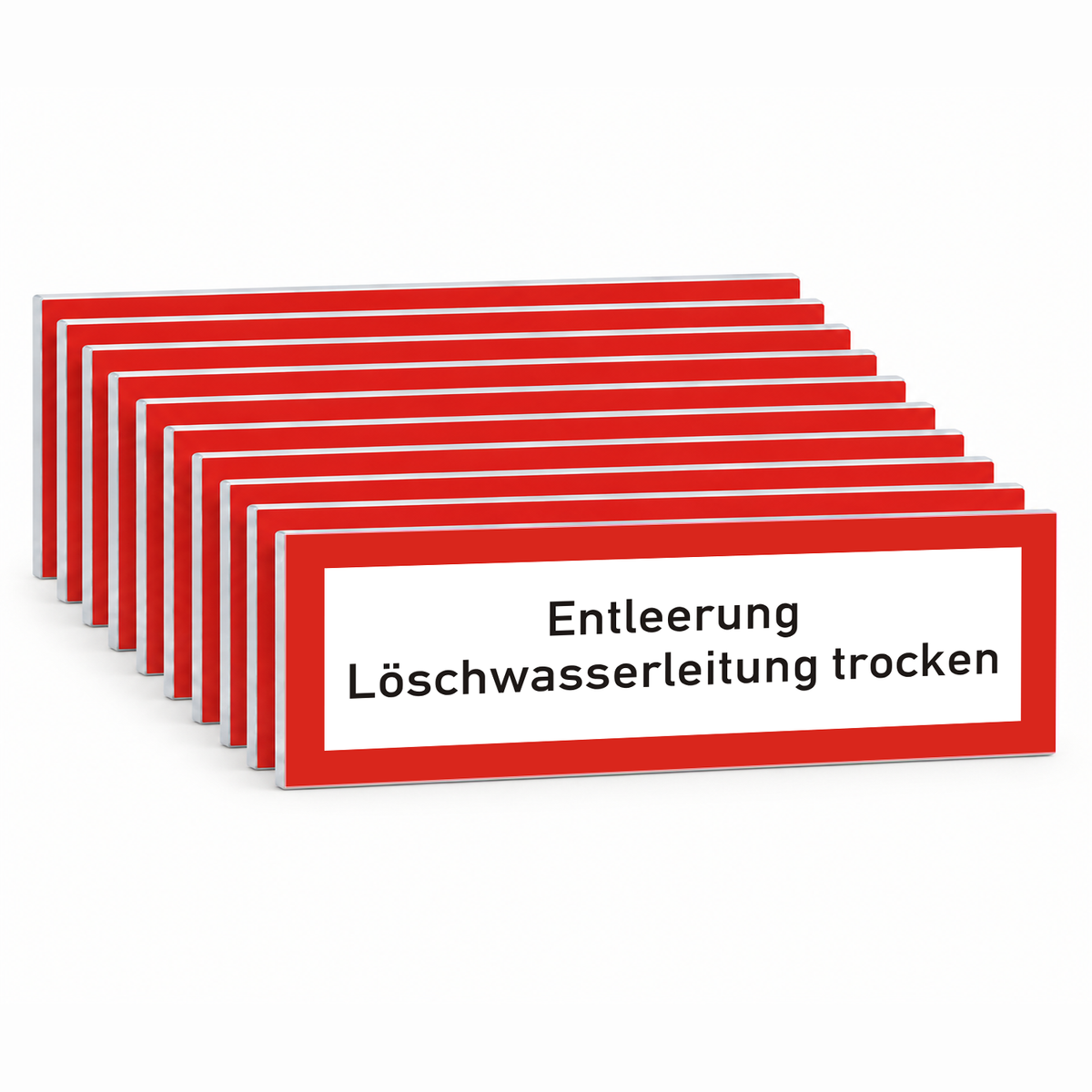 Brandschutzschild Entleerung Löschwasserleitung trocken – Mehrfachpack