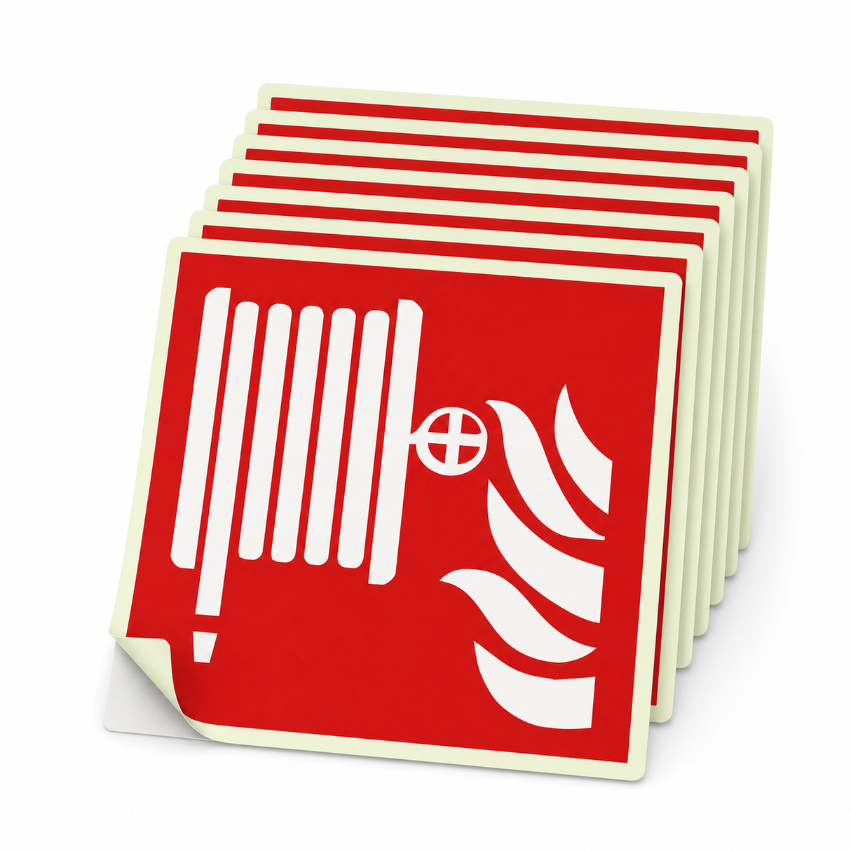 Brandschutzschild Löschschlauch – ISO 7010 – Langnachleuchtende Folie Ultra (Set)