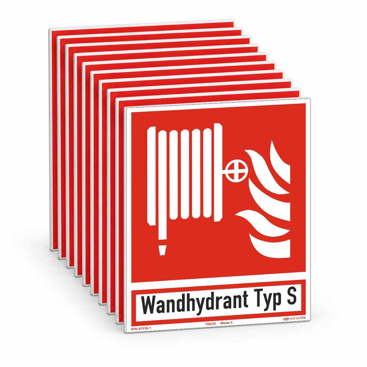Brandschutzzeichen Löschschlauch – ISO 7010 – Typ S – Mehrfachpack