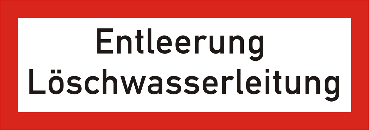 Brandschutzschild Entleerung Löschwasserleitung