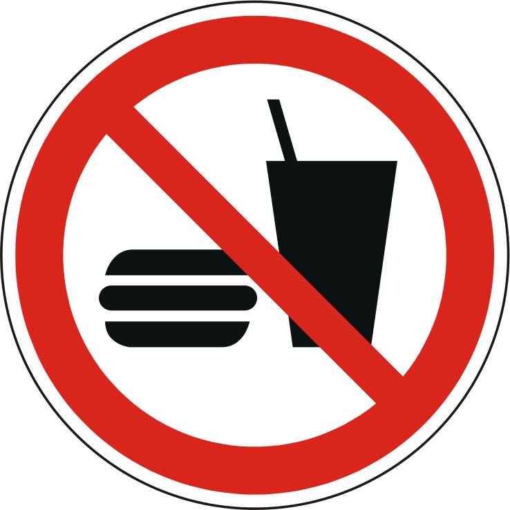 Verbotsschild Essen und trinken verboten – ISO 7010