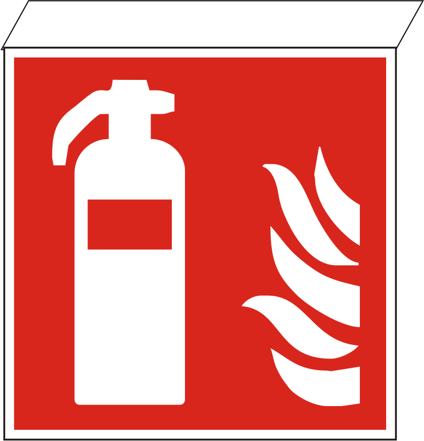 Fahnenschild für Deckenmontage Feuerlöscher – ISO 7010