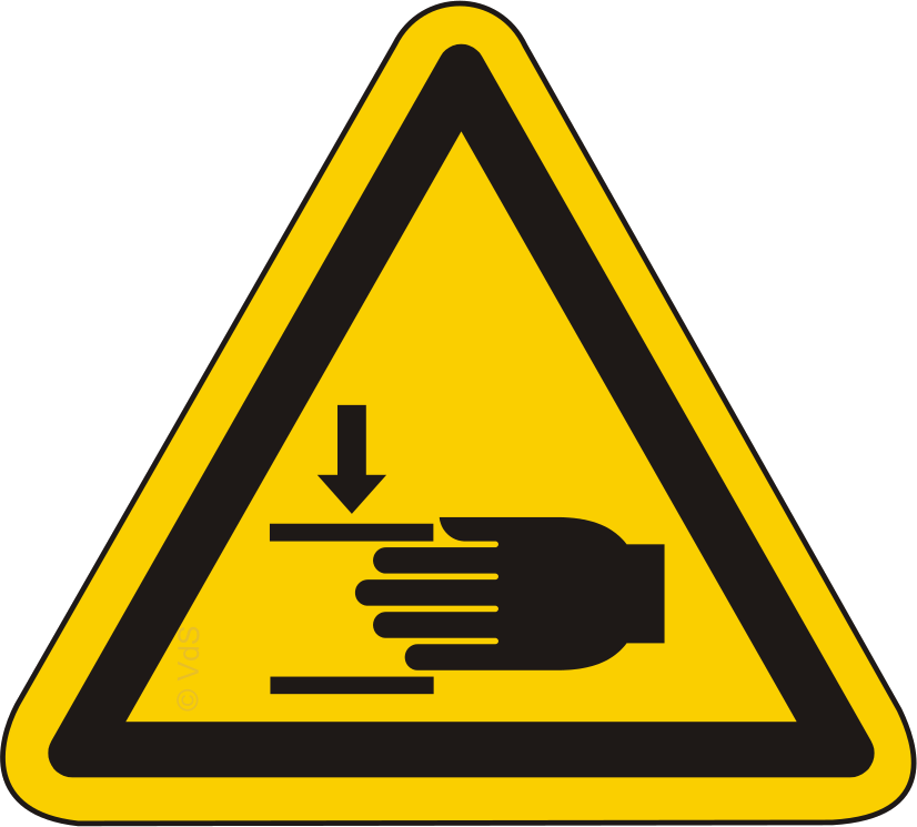 Warnschild Warnung vor Handverletzungen – ISO 7010