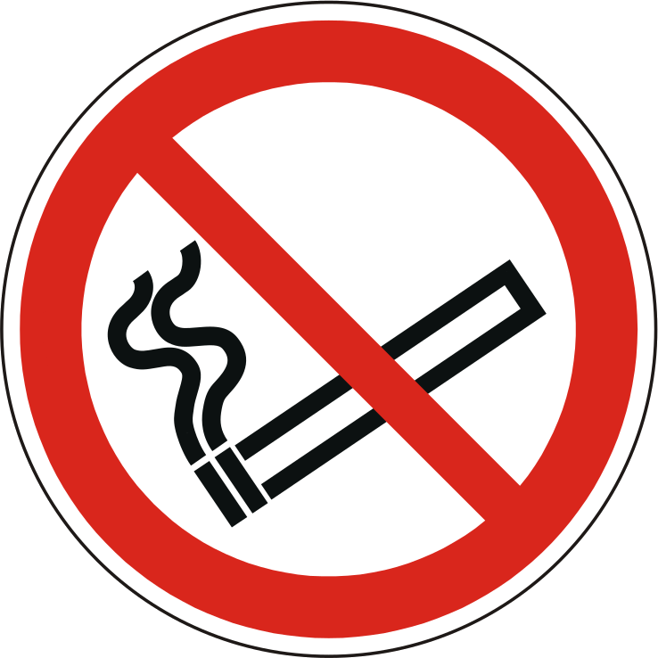 Verbotsschild Rauchen verboten – ISO 7010