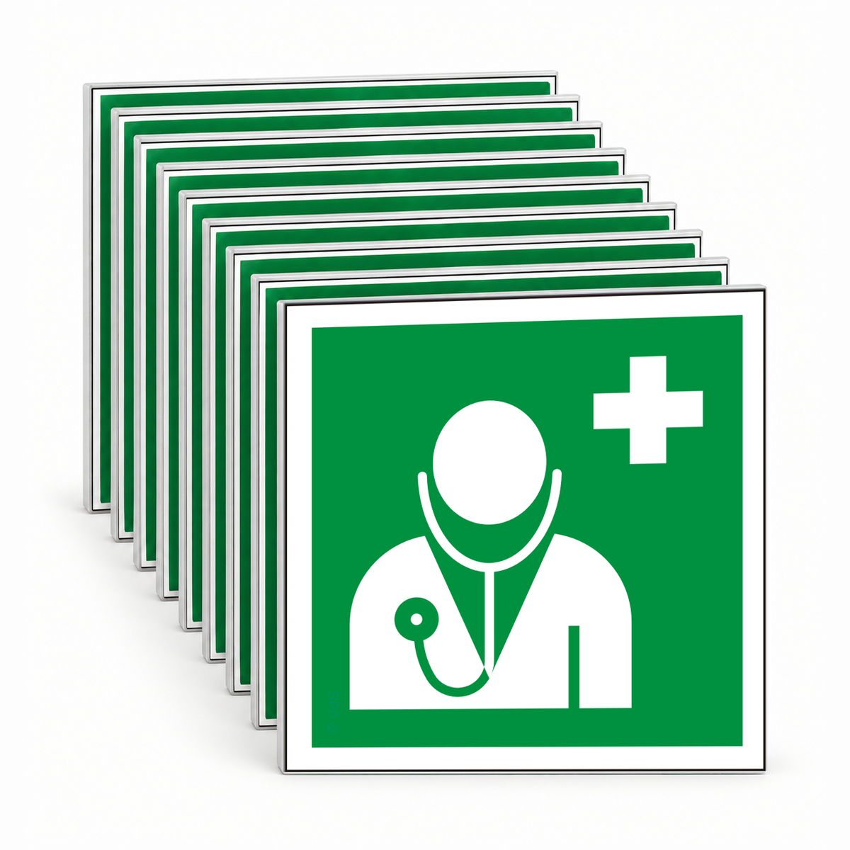 Rettungsschild Arzt E009 – ISO 7010 – Mehrfachpack