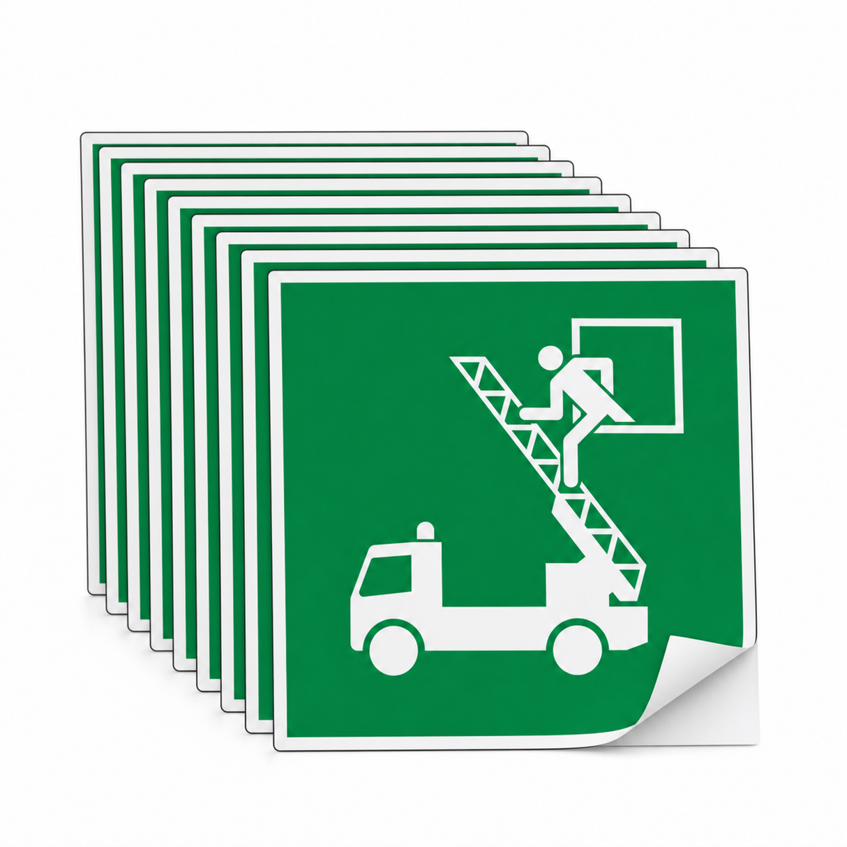 Rettungsschild Rettungsfenster – ISO 7010 – Selbstklebende Folie (Set)