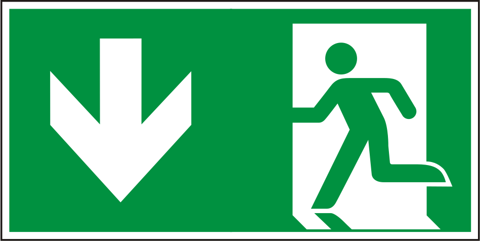 Rettungswegschild abwärts – ISO 7010 – E001 + E005