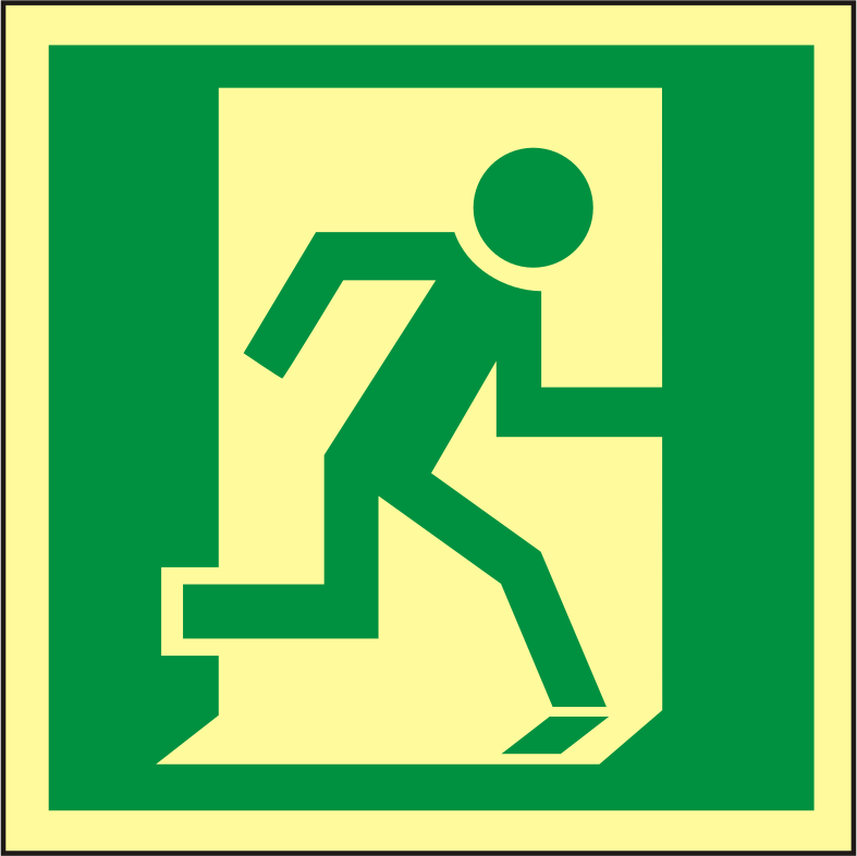 Rettungswegschild rechts – BGV A8 E10