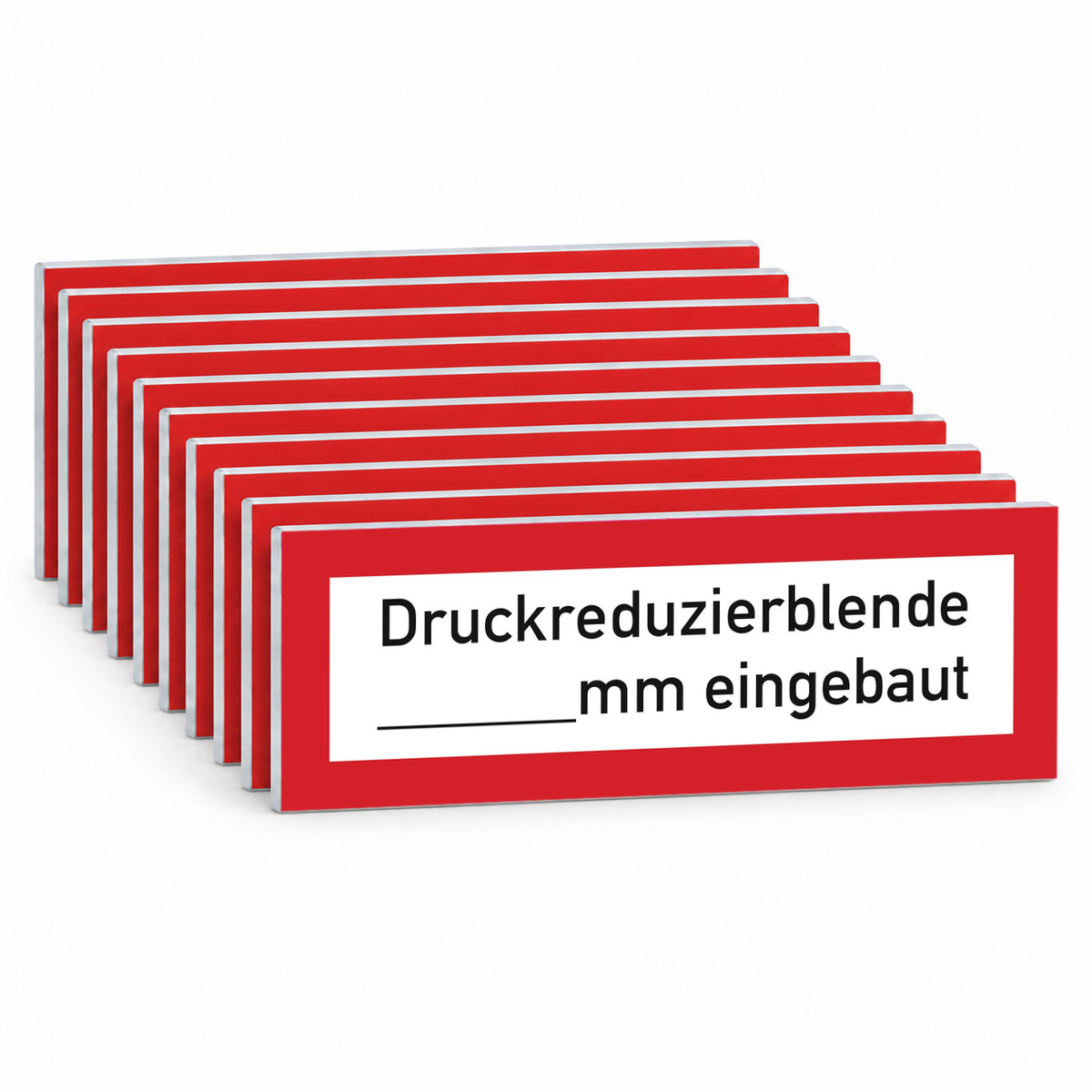 Schild auf Folie weiss Druckreduzierblende...........mm eingebaut – Mehrfachpack