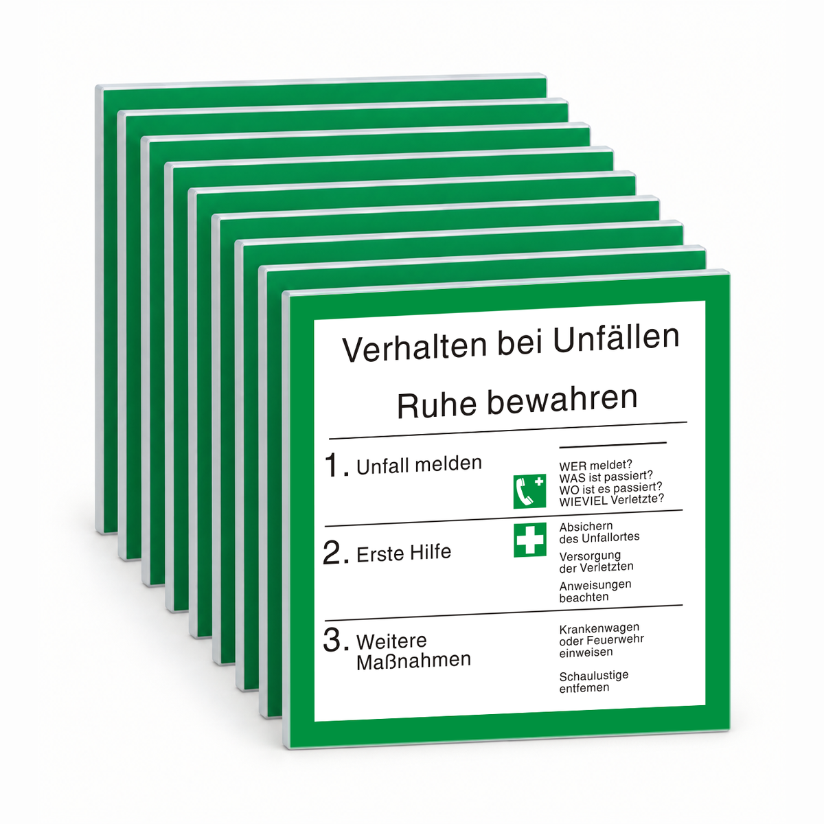 Verhalten bei Unfällen – ISO 7010 – Mehrfachpack