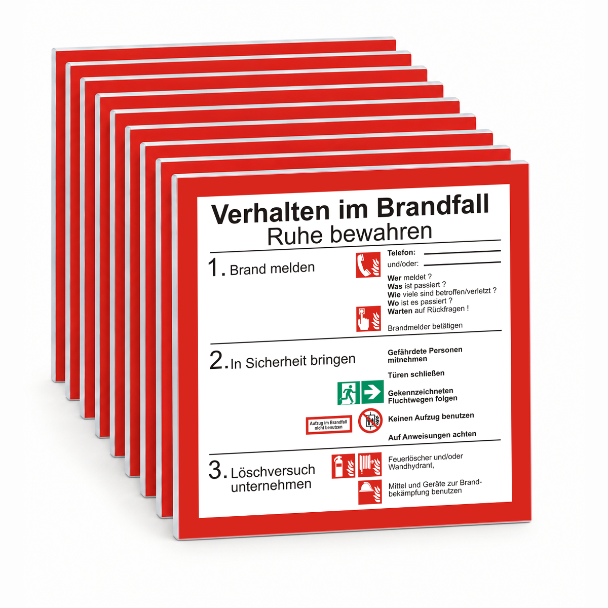 Verhalten im Brandfall – ISO 7010 – Mehrfachpack