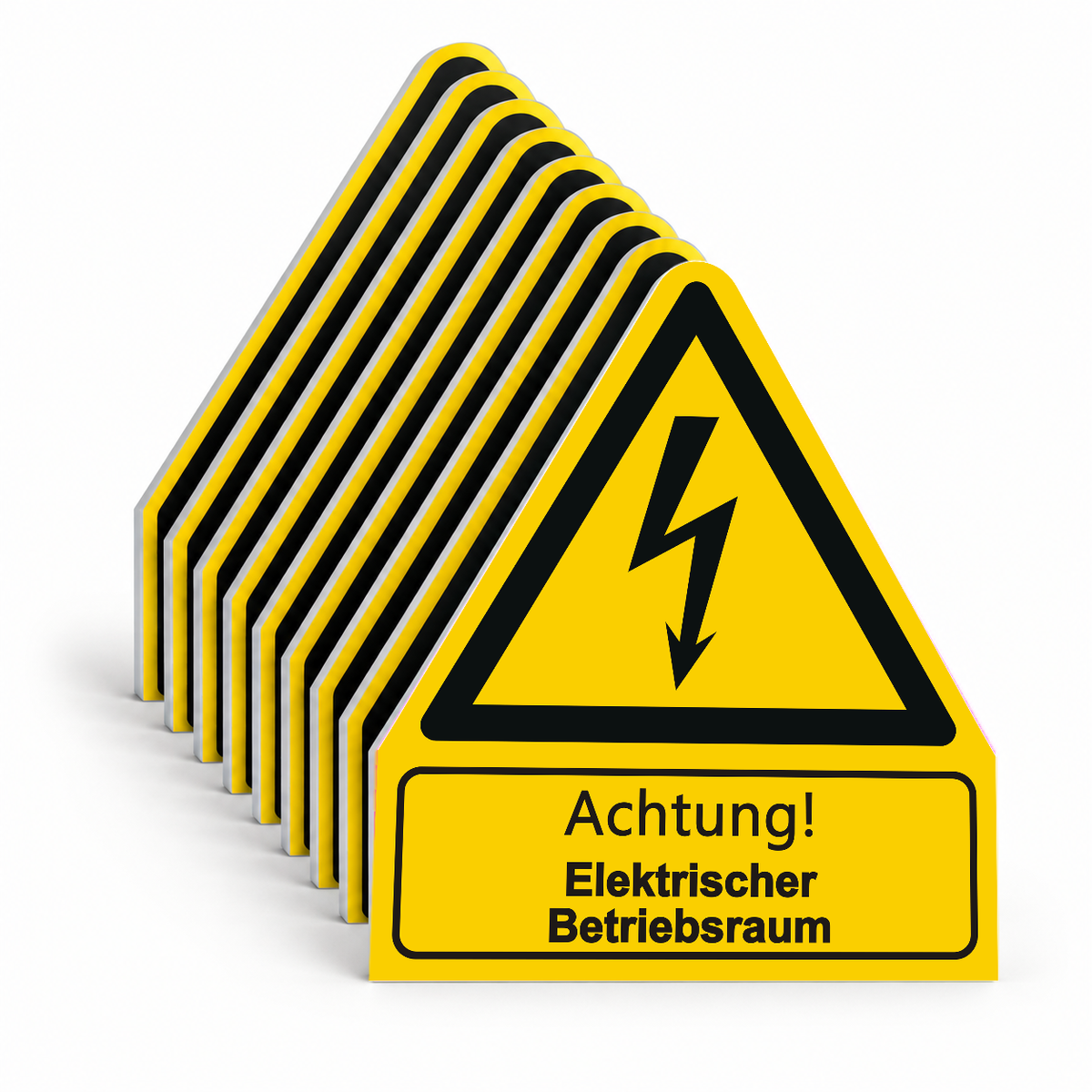 Warnschild W 01 mit Text Achtung! Elektrischer Betriebsraum – ISO 7010 – Mehrfachpack