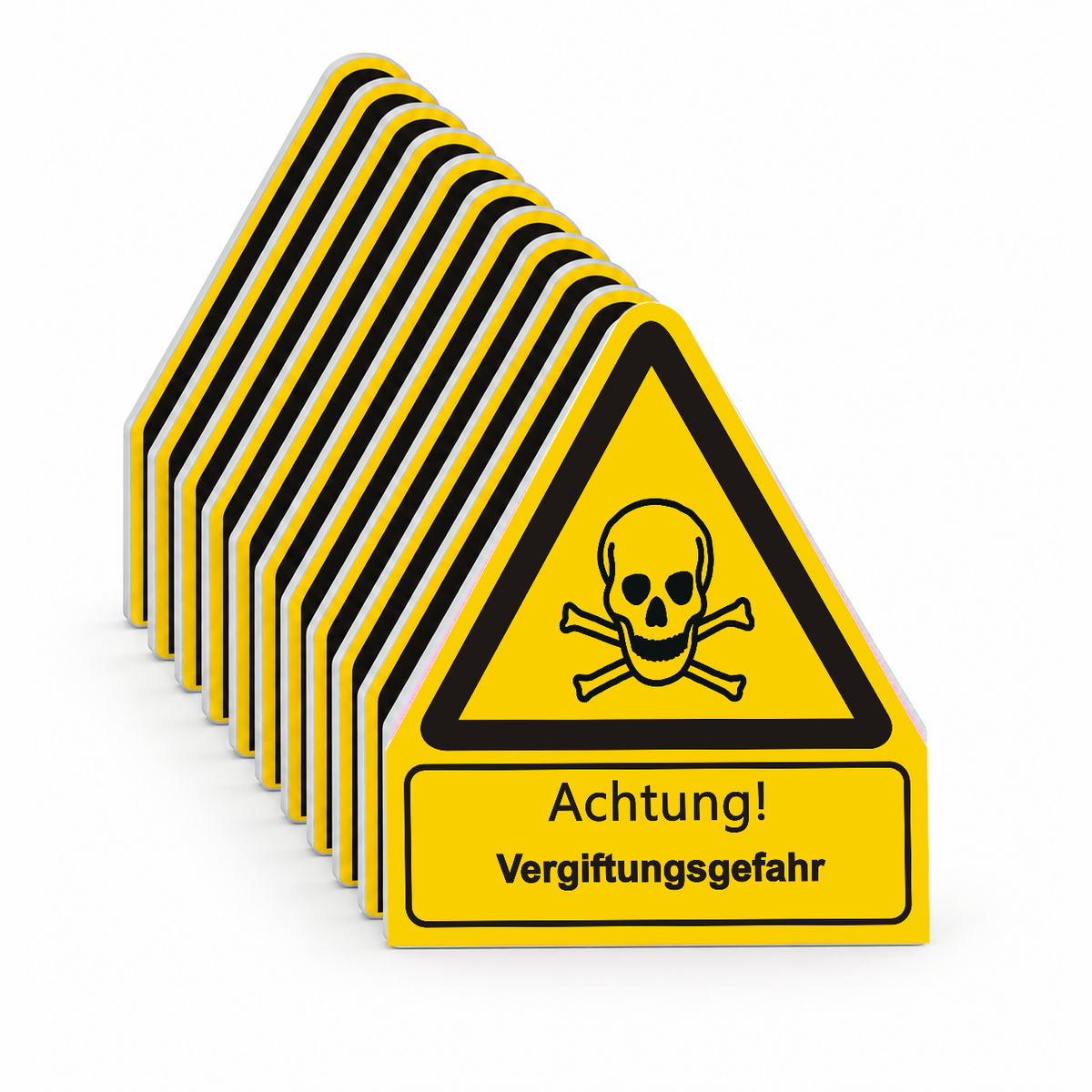 Warnschild W 016 mit Text Achtung! Vergiftungsgefahr – ISO 7010 – Mehrfachpack