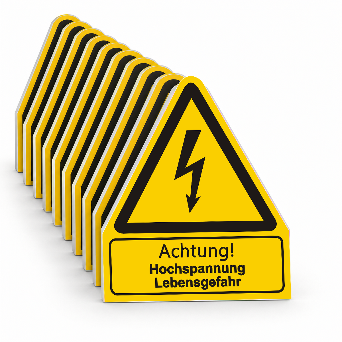 Warnschild W 08 mit Text Achtung! Hochspannung Lebensgefahr – Mehrfachpack