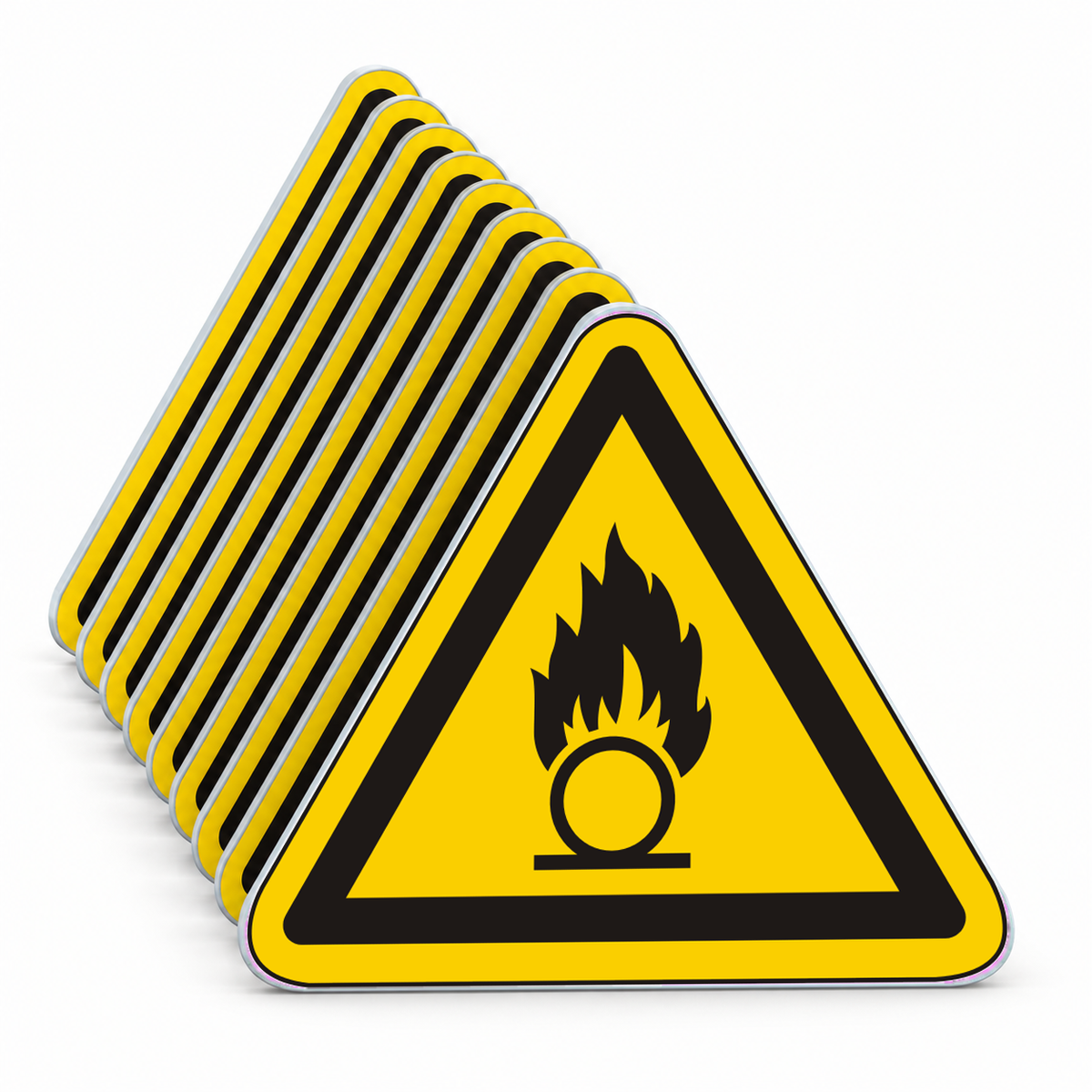 Warnschild Warnung vor brandfördernden Stoffen – ISO 7010 – Mehrfachpack