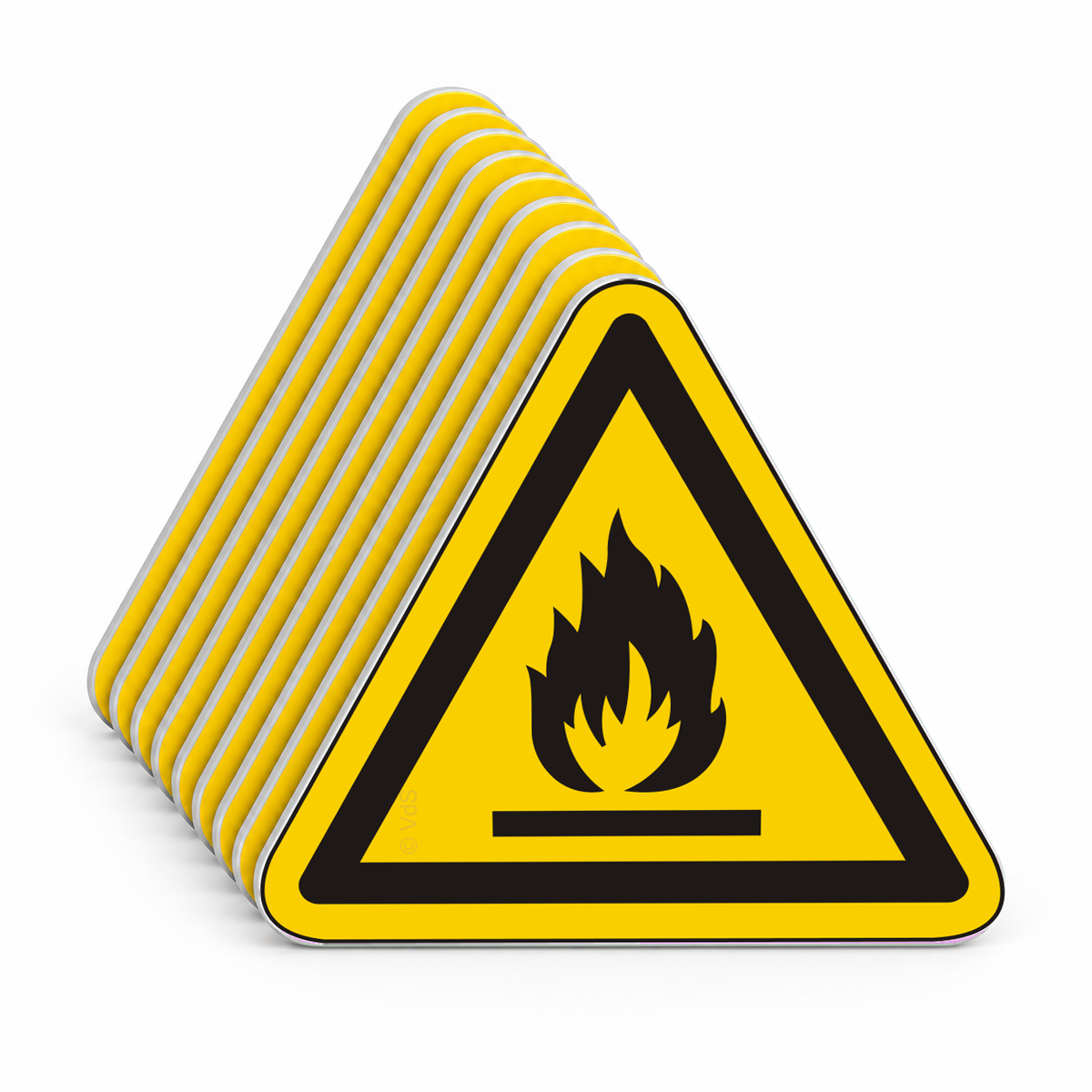 Warnschild Warnung vor feuergefährlichen Stoffen – ISO 7010 – Mehrfachpack