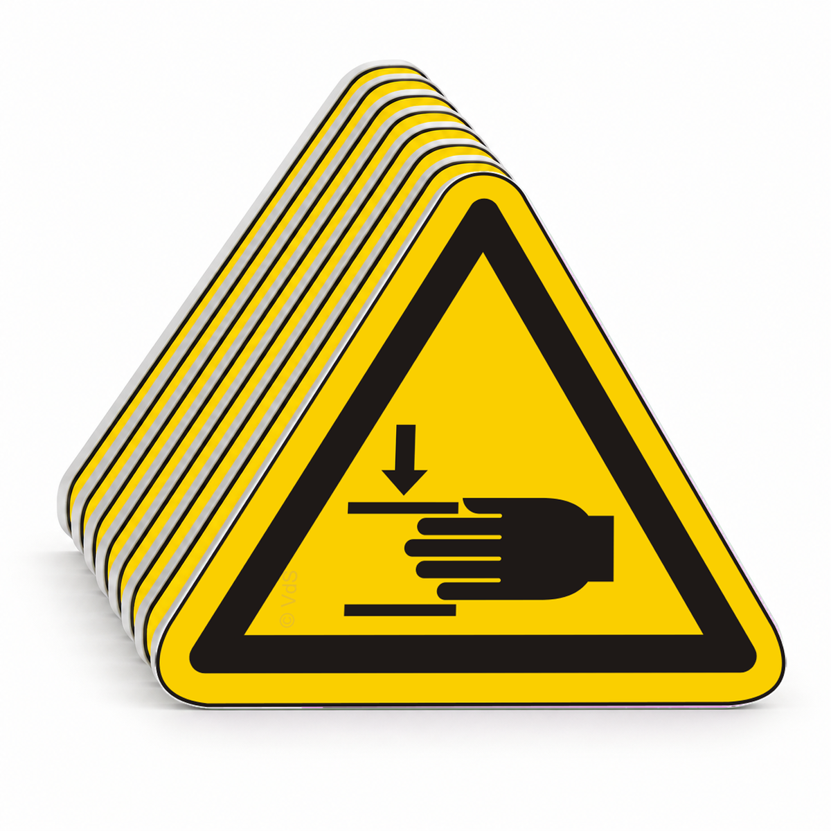 Warnschild Warnung vor Handverletzungen – ISO 7010 – Mehrfachpack