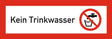 Brandschutzschild mit Aufdruck Kein Trinkwasser + Symbol