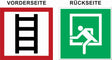 Aufkleber zweiseitig bedruckt – Symbole E019 Rettungsfenster + Stelle zum Anleitern E2