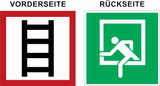 Aufkleber zweiseitig bedruckt – Symbole E019 Rettungsfenster + Stelle zum Anleitern E2