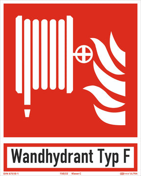 Brandschutzzeichen Löschschlauch – ISO 7010 – Typ F