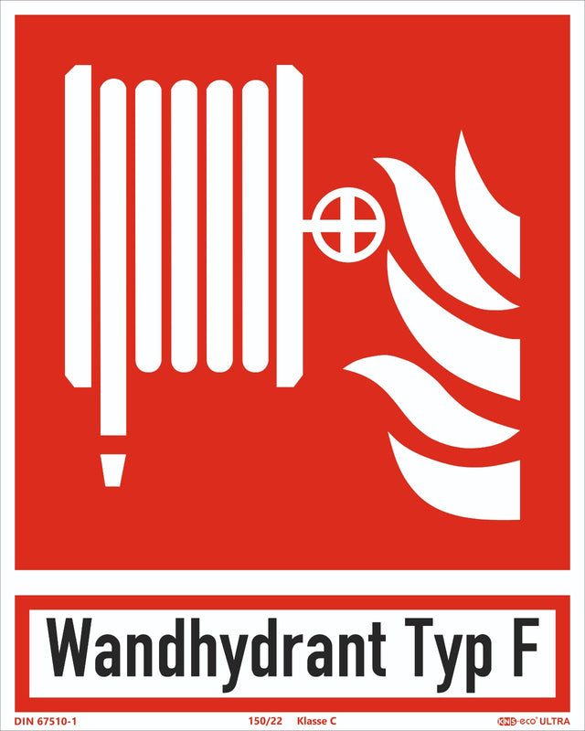 Brandschutzzeichen Löschschlauch – ISO 7010 – Typ F