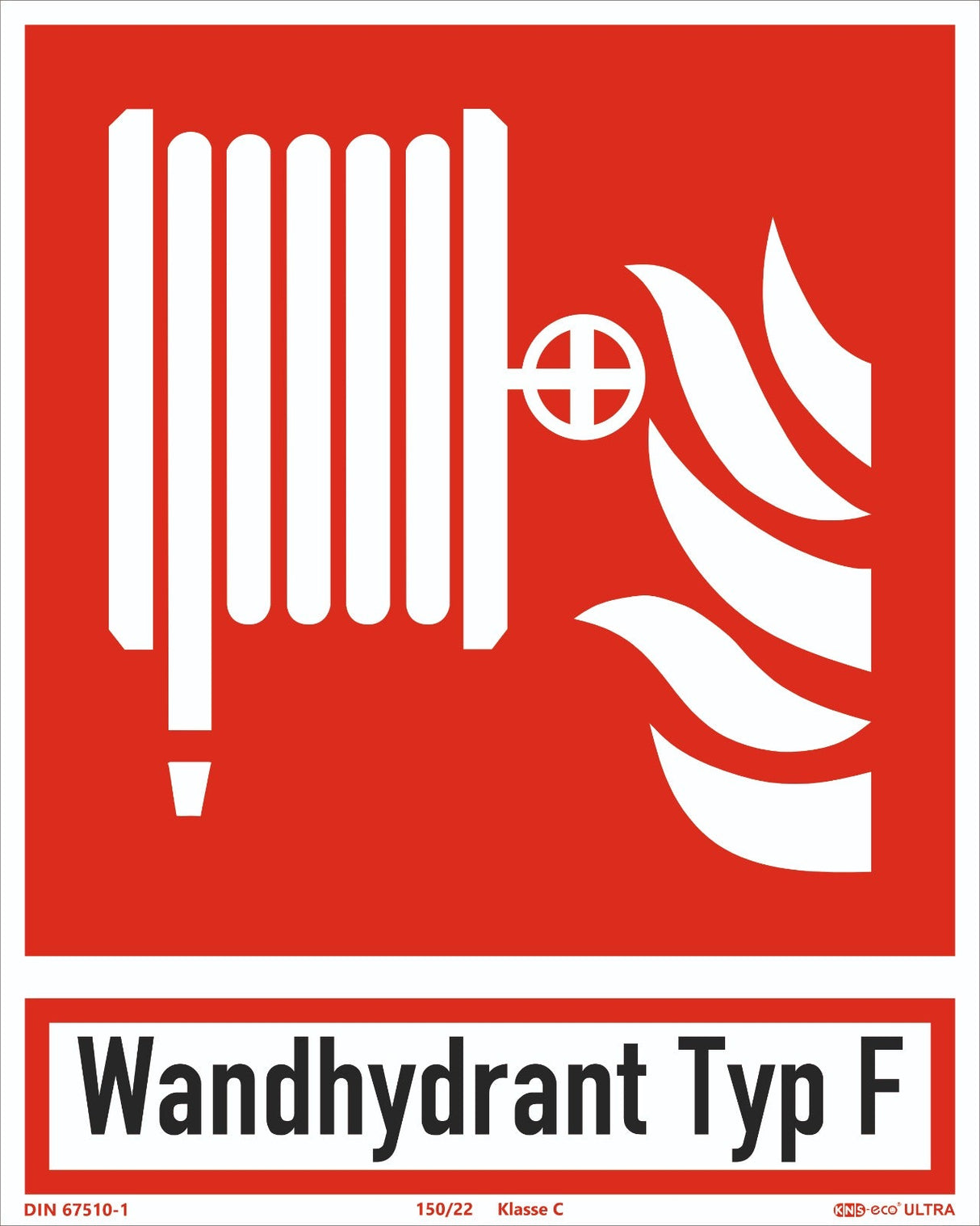 Brandschutzzeichen Löschschlauch – ISO 7010 – Typ F