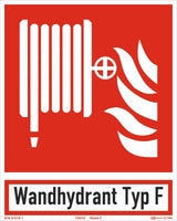 Brandschutzzeichen Löschschlauch – ISO 7010 – Typ F