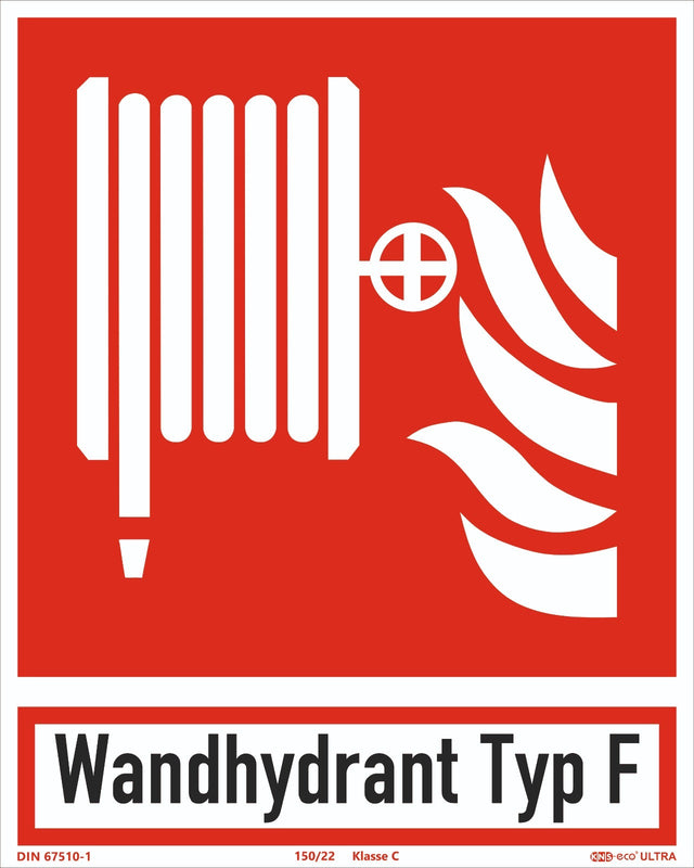 Brandschutzzeichen Löschschlauch – ISO 7010 – Typ F