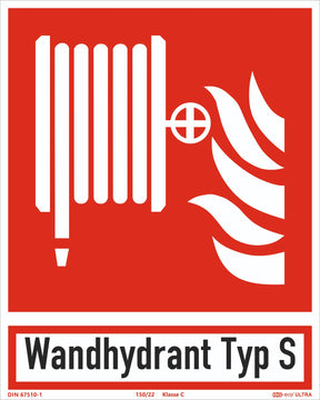 Brandschutzzeichen Löschschlauch – ISO 7010 – Typ S