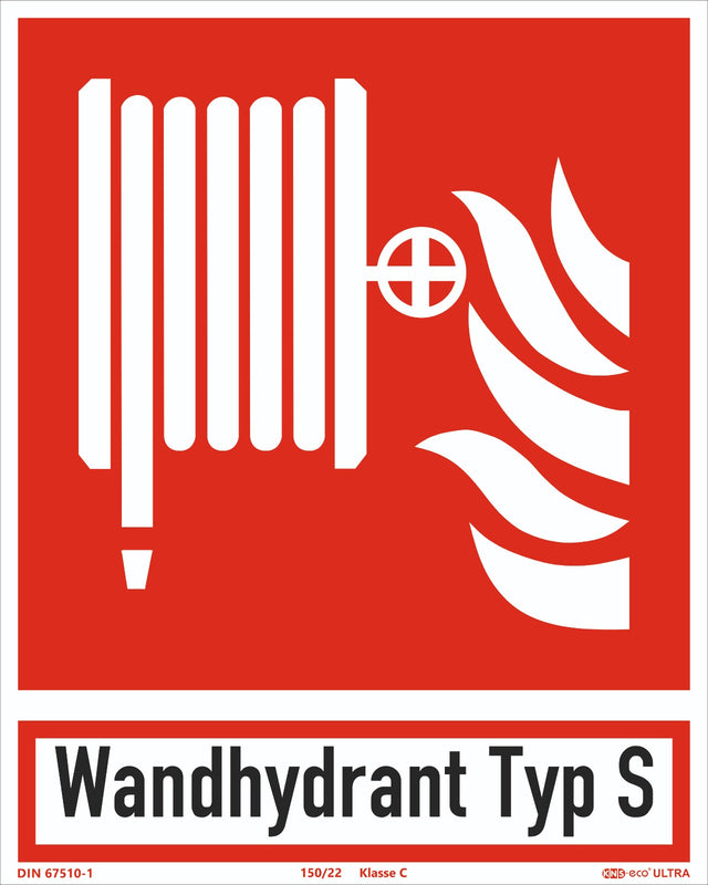 Brandschutzzeichen Löschschlauch – ISO 7010 – Typ S