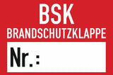 Schild (Digitaldruck, UV-echt) mit Aufdruck / Symbol Brandschutzklappe Nr.________