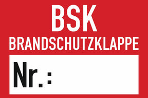 Schild (Digitaldruck, UV-echt) mit Aufdruck / Symbol Brandschutzklappe Nr.________