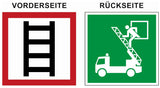 Aufkleber zweiseitig bedruckt – Symbole E017 Rettungsfenster und Stelle zum Anleitern E2
