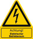 Warnschild W 01 mit Text Achtung! Elektrischer Betriebsraum – ISO 7010