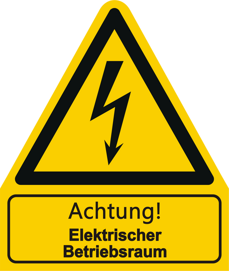 Warnschild W 01 mit Text Achtung! Elektrischer Betriebsraum – ISO 7010