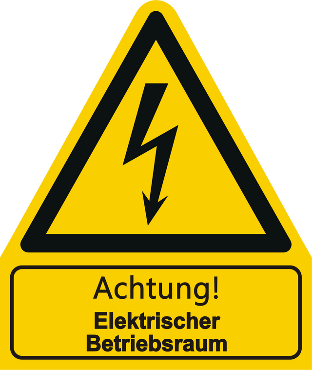 Warnschild W 01 mit Text Achtung! Elektrischer Betriebsraum – ISO 7010