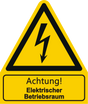 Warnschild W 01 mit Text Achtung! Elektrischer Betriebsraum – ISO 7010