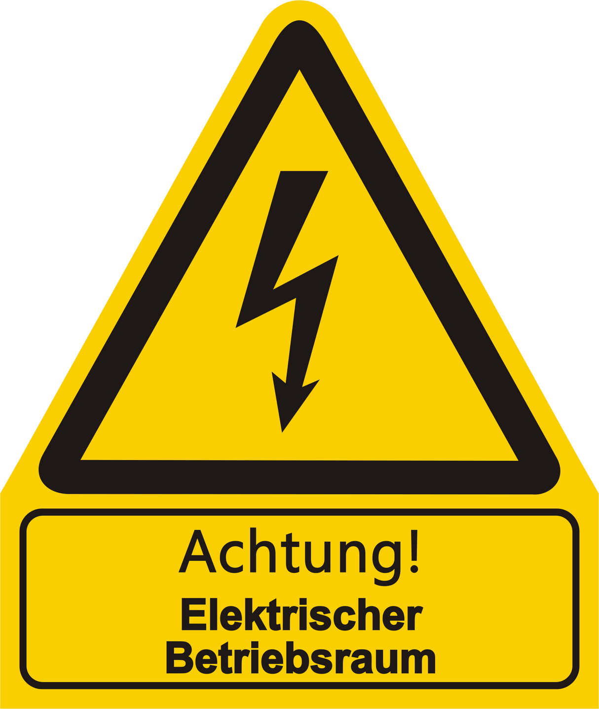 Warnschild W012 mit Text Achtung! Elektrischer Betriebsraum