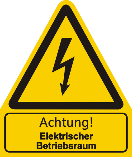 Warnschild W012 mit Text Achtung! Elektrischer Betriebsraum
