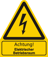 Warnschild W 08 mit Text Achtung! Elektrischer Betriebsraum